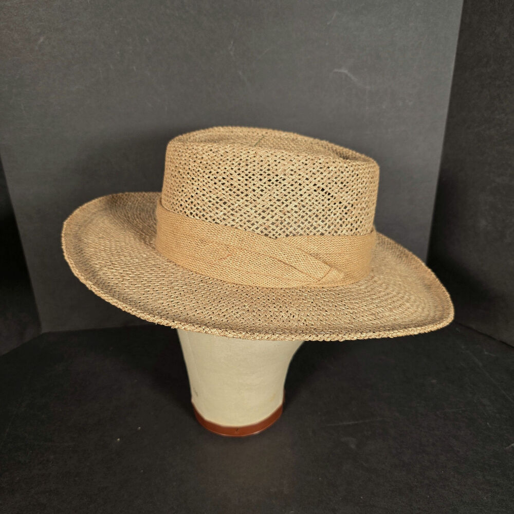 Austin Golf Gambler Natural Straw Seagrass Woven Tan Band Outdoor Beach Sz L/XL